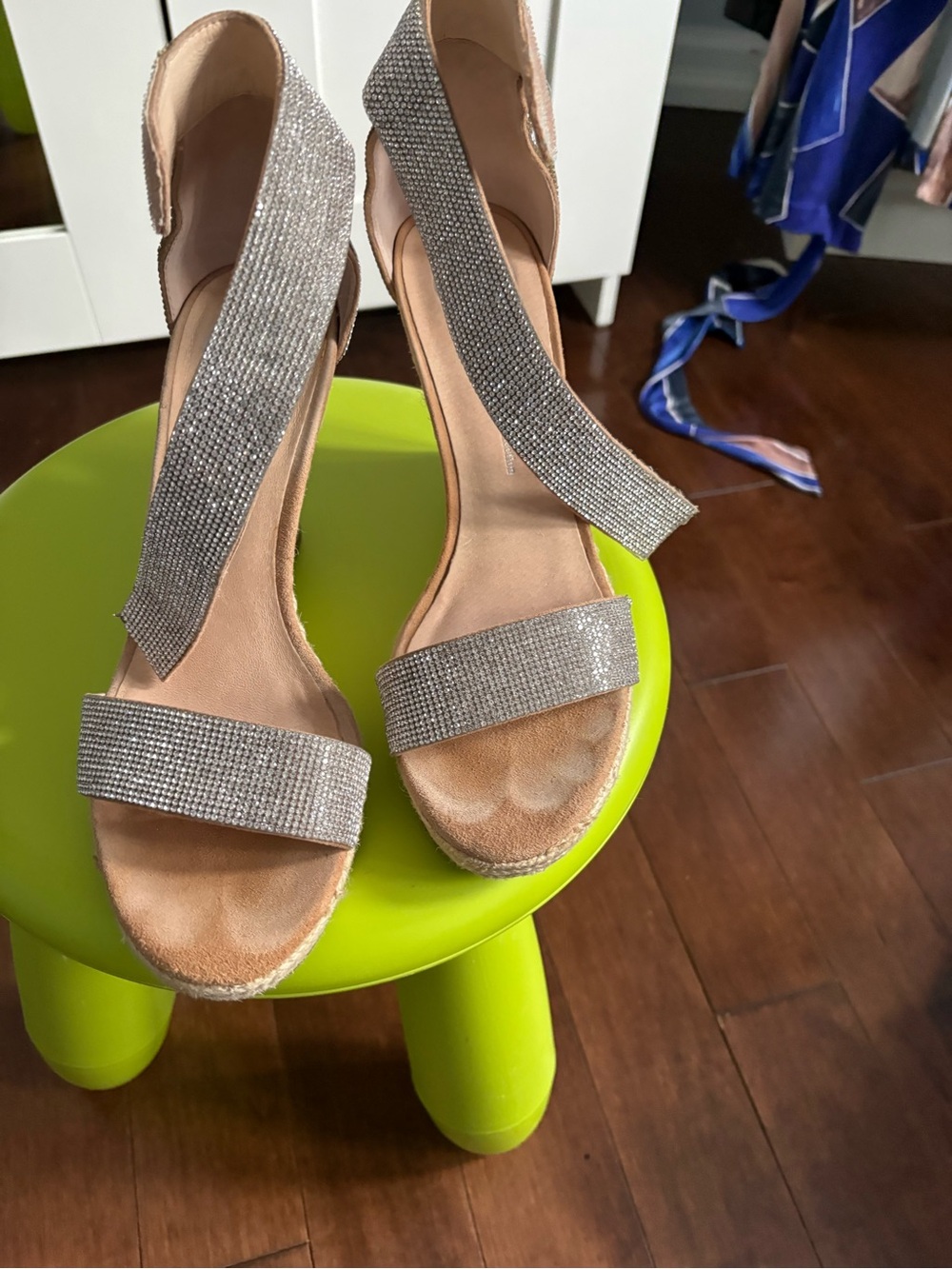 Women's Silver Crystal-Strap Evening Heels